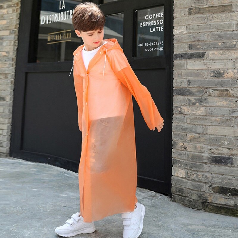 Kinderen wegwerp regenjas Mode wegwerp vest regenjas Reizen anti-nat gezamenlijke lange poncho regenkleding дождевик детский: Oranje