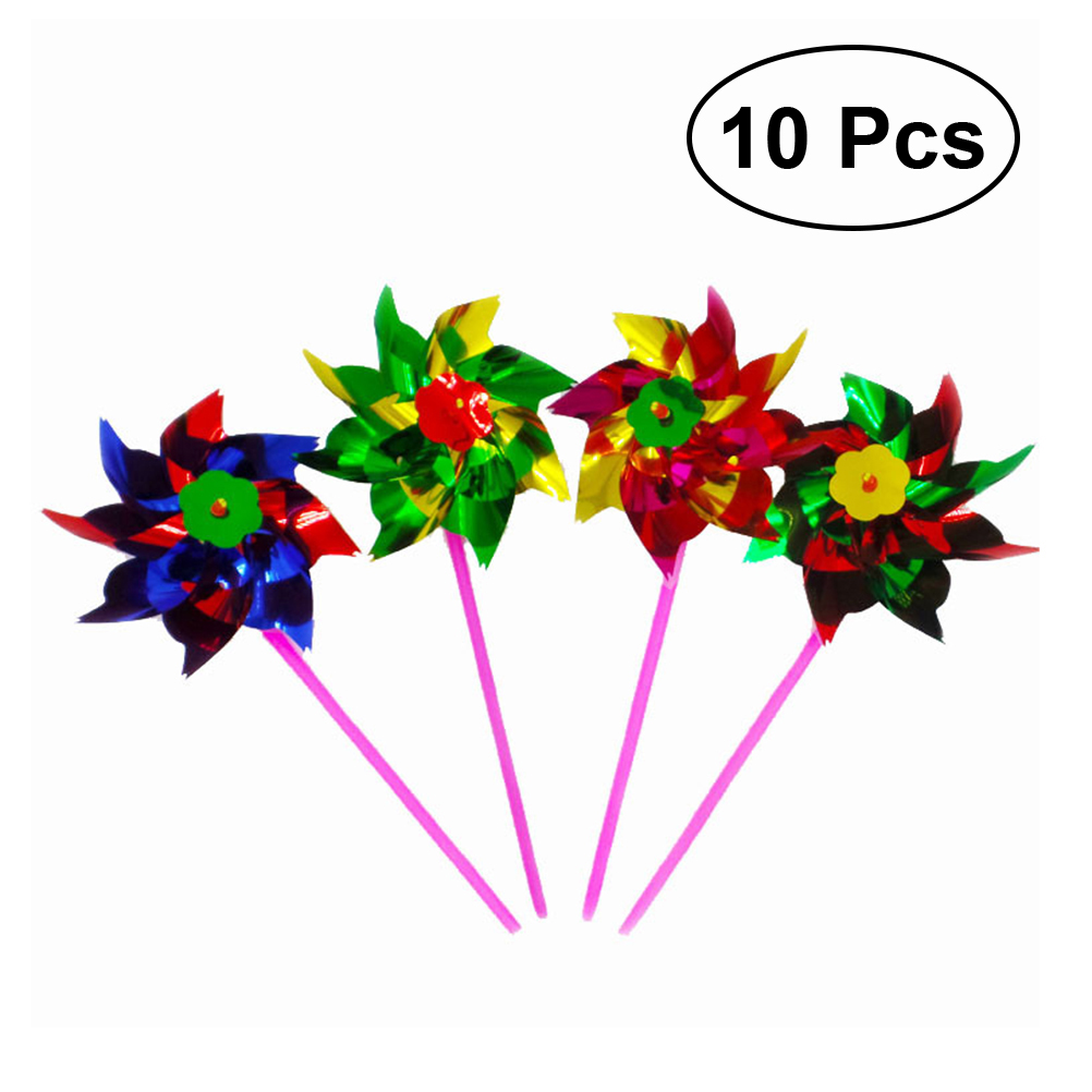 10Pcs Plastic Windmolen Pinwheel Wind Spinner Kids Speelgoed Tuin Gazon Party Decor