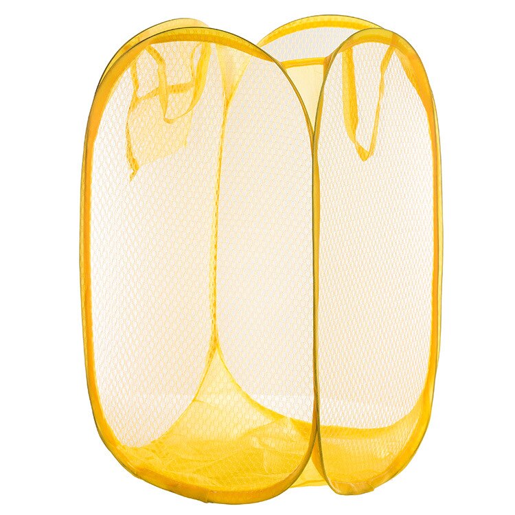 Multi Color Mesh Open Up Washing Laundry Hamper Foldable Net Laundry Basket Household Clothing Organizer Dirty Clothes Basket: Yellow