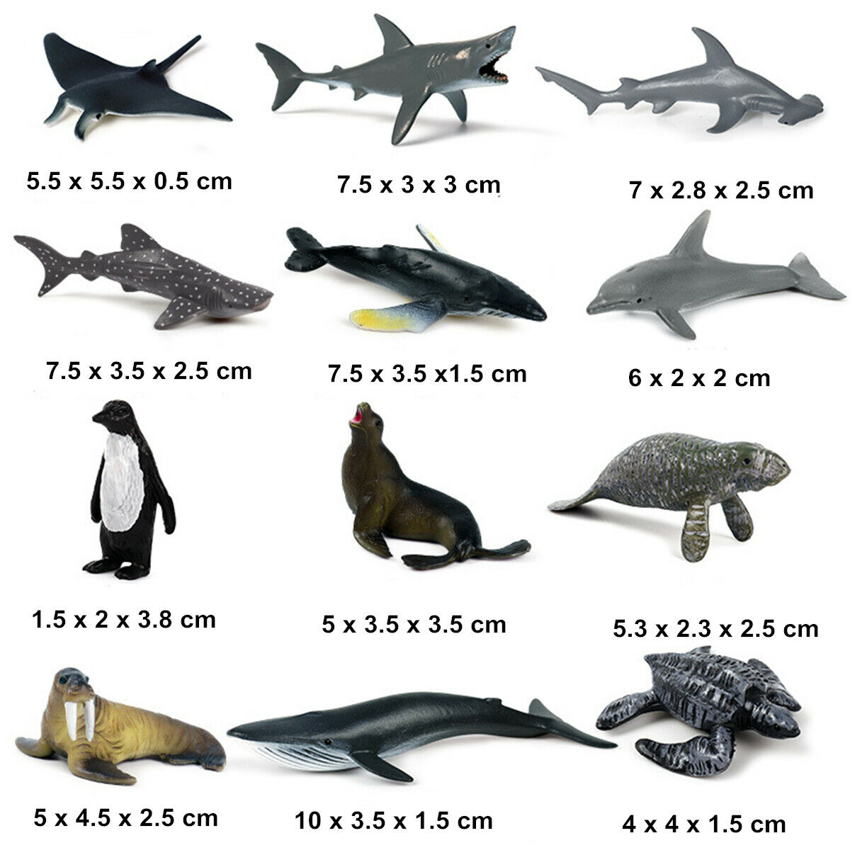 12 Stks/set Kleine Oceaan Dier Figuur Shark Whale Megalodon Speelgoed Collector Decor Kid Educatief Speelgoed Playset Feestartikelen