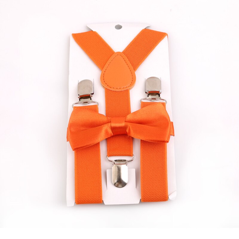 Kids Suspenders With Bowtie Children Bow Tie Set Boys Braces Girls Adjustable Suspenders Baby Wedding Ties Accessories: Orange