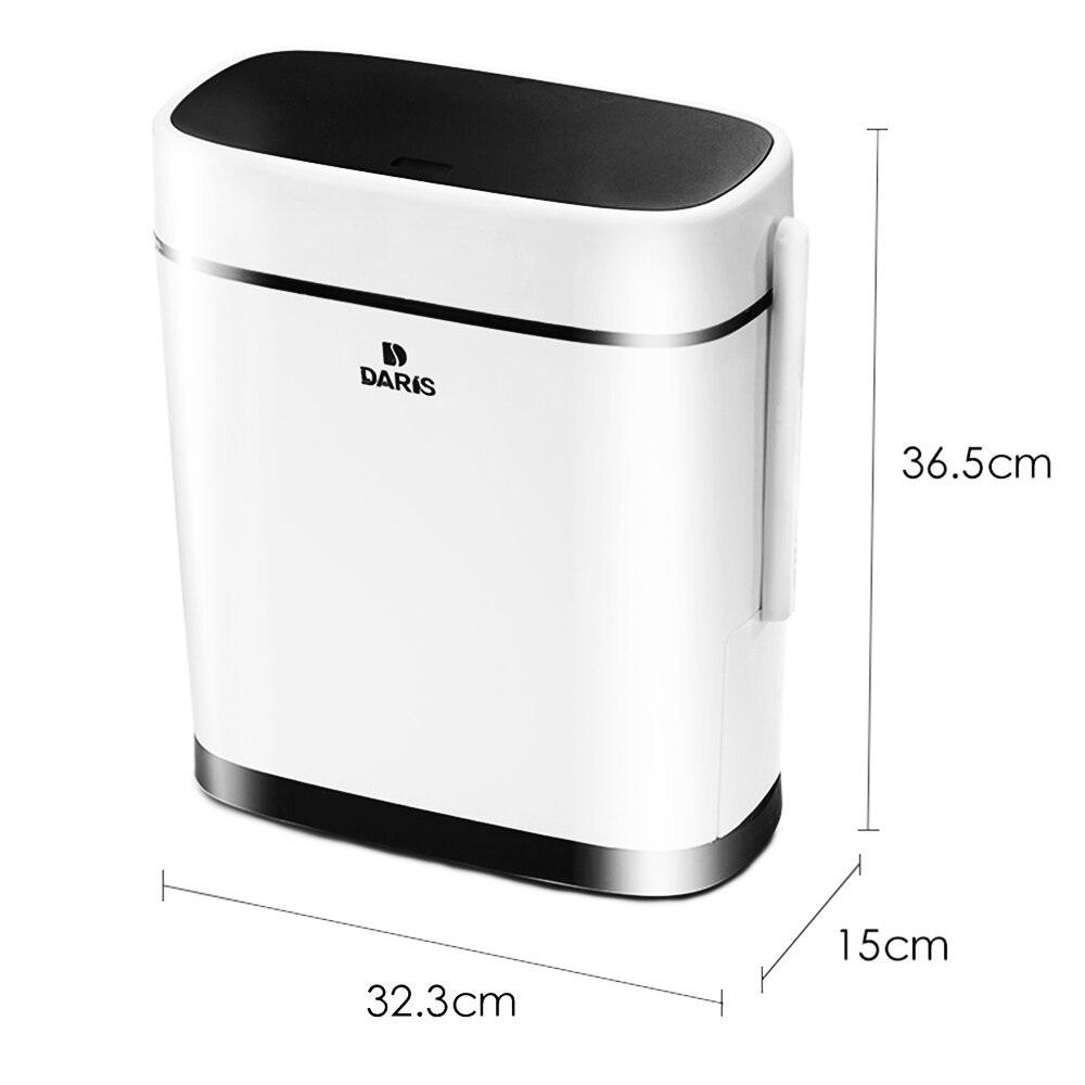 2 IN 1 Slim Plastic Trash Can With Toilet Brush Holder Toilet Narrow Garbage Bin Press Style Bathroom Garbage Bin: Default Title