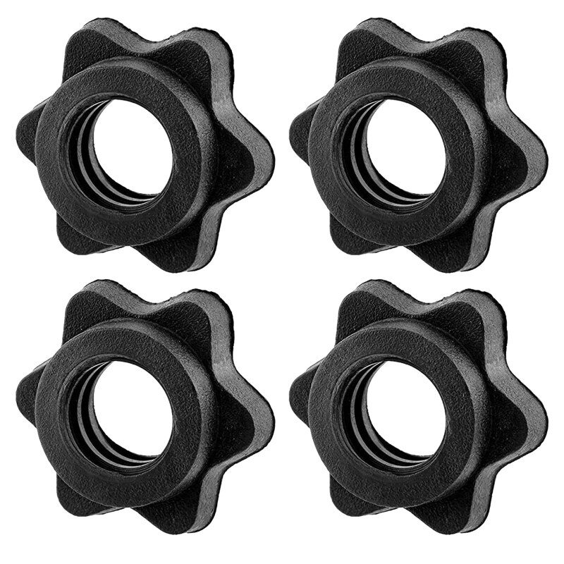 Collier de Spinlock d'haltère, écrou hexagonal de barre d'haltère, vis de collier de verrouillage de rotation antidérapante pour levage de poids barres d'haltère T4MF: Black