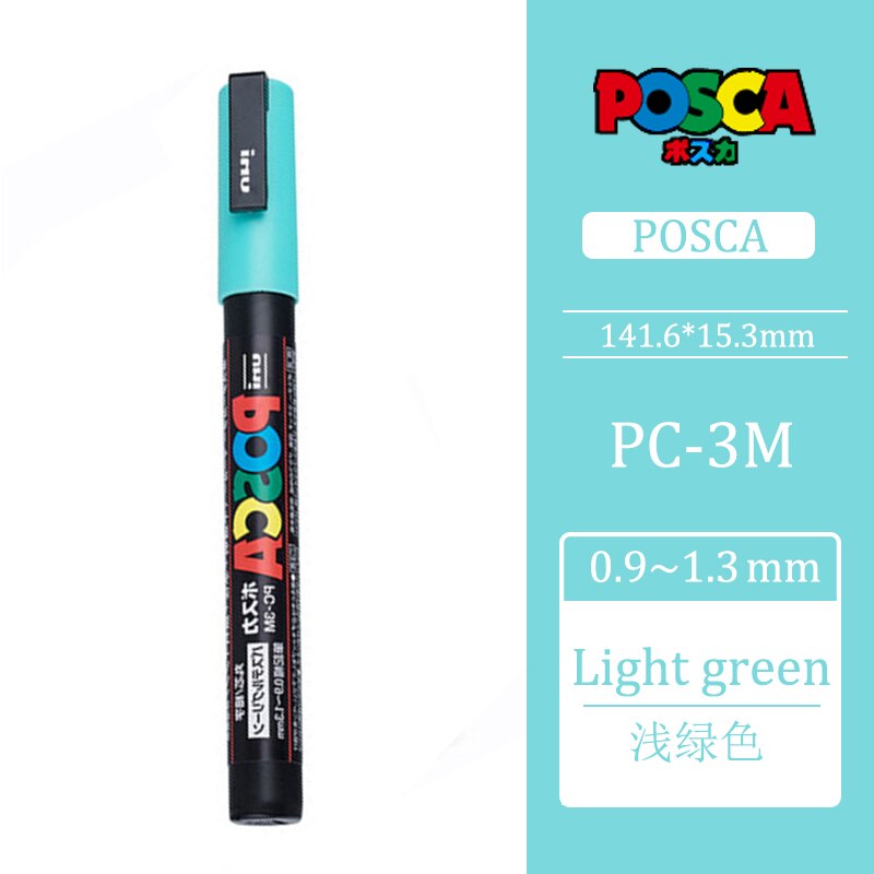 Uni Posca PC-3M 0,9-1,3mm Farbe Marker Stift Graffiti Wasser-basierend Farbige Marker Stifte dauerhaft Farbe Marker büro Schreibwaren: hell Grün PC-3M