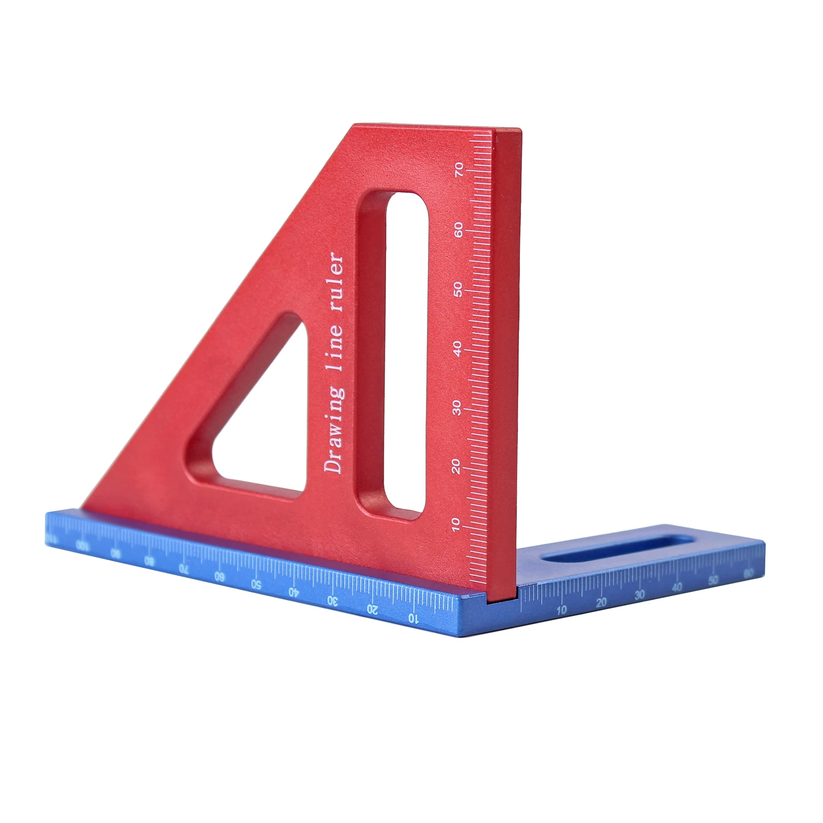 Precisie kunststof verstekdriehoeksliniaal 45 ° /90 ° Houtbewerking vierkante gradenboog 3D multifunctionele meetinstrumenten: Paars