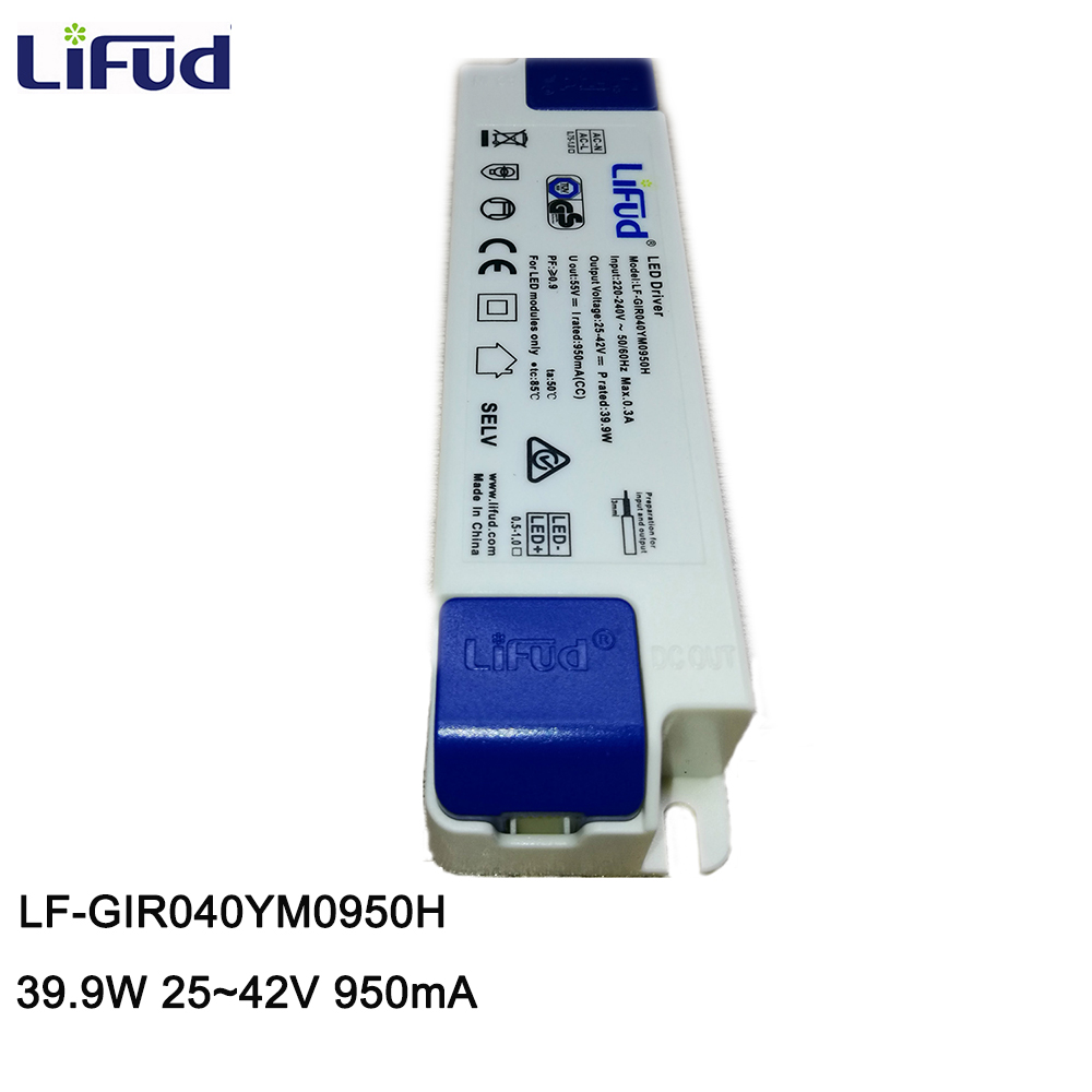 Lifud led-driver 40w 950ma 25-42v 220-240v lf-gir 040 ym 0950h led-strömförsörjning ljus led-armaturdriver gif 040 ys 0950h 38 w 33-40v