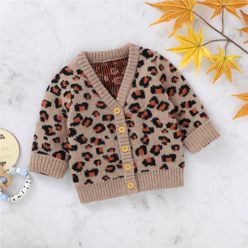 Sweaters Baby Girl Boys Clothes Winter Knitted Sweater Christmas Leopard Sweater Cardigan Coat Knitwear свитер кофты для девушек