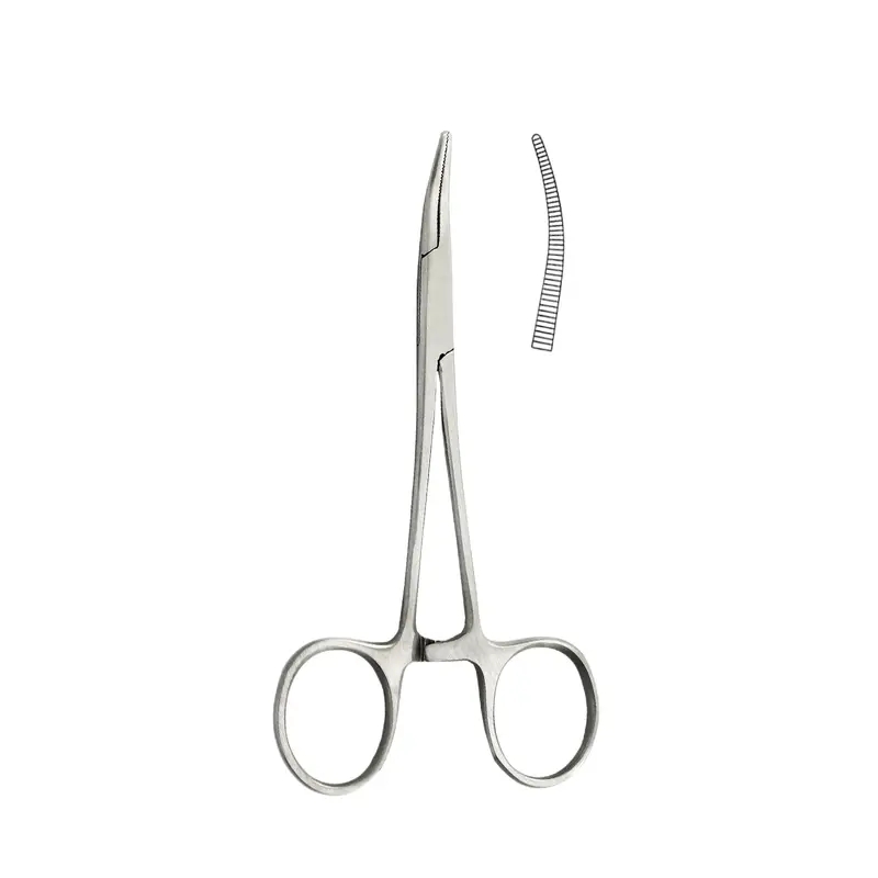 Pinzas de pelo de oreja de nariz de perro de acero inoxidable, pinzas de bloqueo hemostático, rectas y curvadas con sujeción de mandíbulas dentadas, alicates de pesca: Caqui oscuro