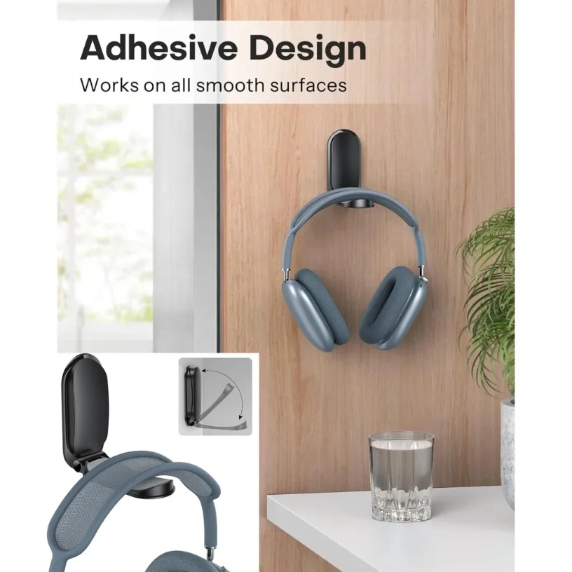 Magnetic Headphone Stand for Gaming Headphones Space Saving Organizer Under Desk Mount No Tools Installation Headset Hanger