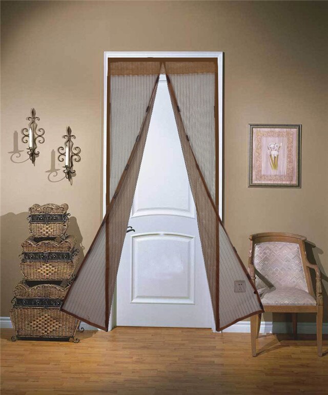 2 størrelse sommer mesh net anti myg insekt flue bug gardin automatisk lukning dør skærm køkken gardin: Brun / 90 x 210cm
