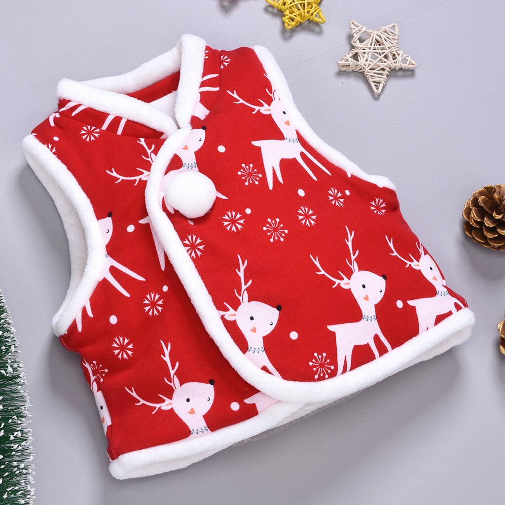 Peuter Kids Baby Jongens Meisjes Jas Jas Cartoon Herten Gedrukt Mouwloze Jas Kerst Cartoon Baby Uitloper Kleding W1127