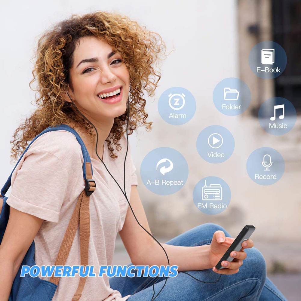1,8-calowy odtwarzacz MP3 typu C Przenośny odtwarzacz muzyczny Bluetooth 5.0 Obsługa e-booków Nagrywanie sportowe Radio FM dla dzieci Sport