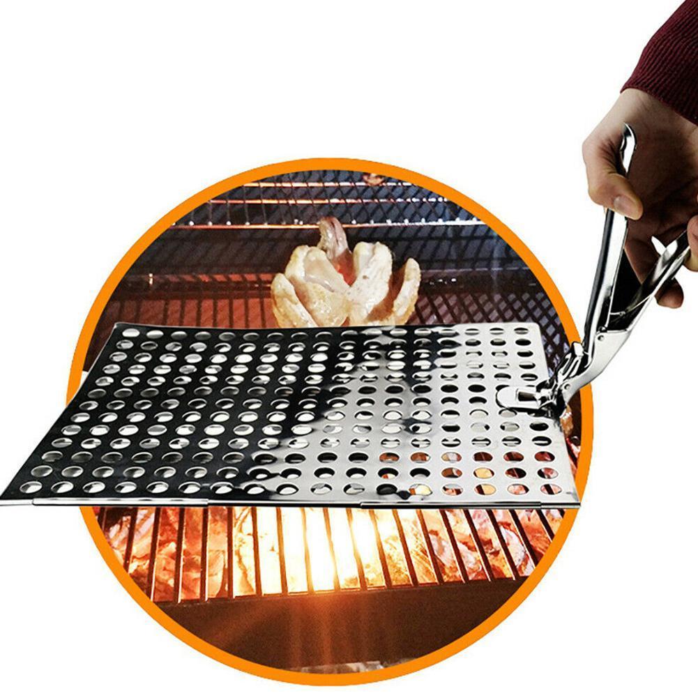 Steel Bbq Grate Lifter Gripper Anti Plate Clamp Tool Pan J2l3