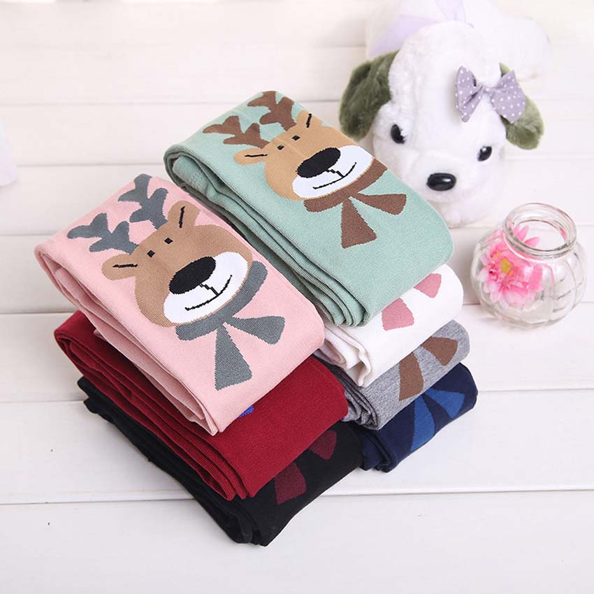 Schattige cartoon herten kinderen meisjes panty's kinderen baby katoenen panty's kawaii kerst voor jongens meisjes