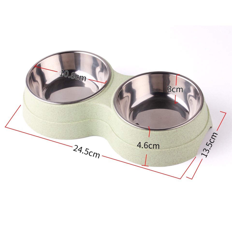 Double Dog Cat Bowls Food Feeding Water Bowl for Cats and Small Dogs Premium Stainless Steel Pet Bowls Easily Wipe Clean