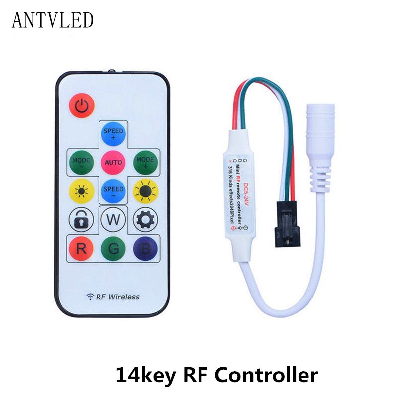 LED Pixel Strip Light Controller RF 14/17/21Keys DC For WS2811 WS2812B SK6812 1903 With Remote Controller DC5-24V