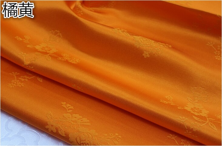 Cf788 blommor traditionell kinesisk sidenbrokad tyg kinesiska bröllopskläder örngott tyger gör-det-själv-material hemtextilier: Orange