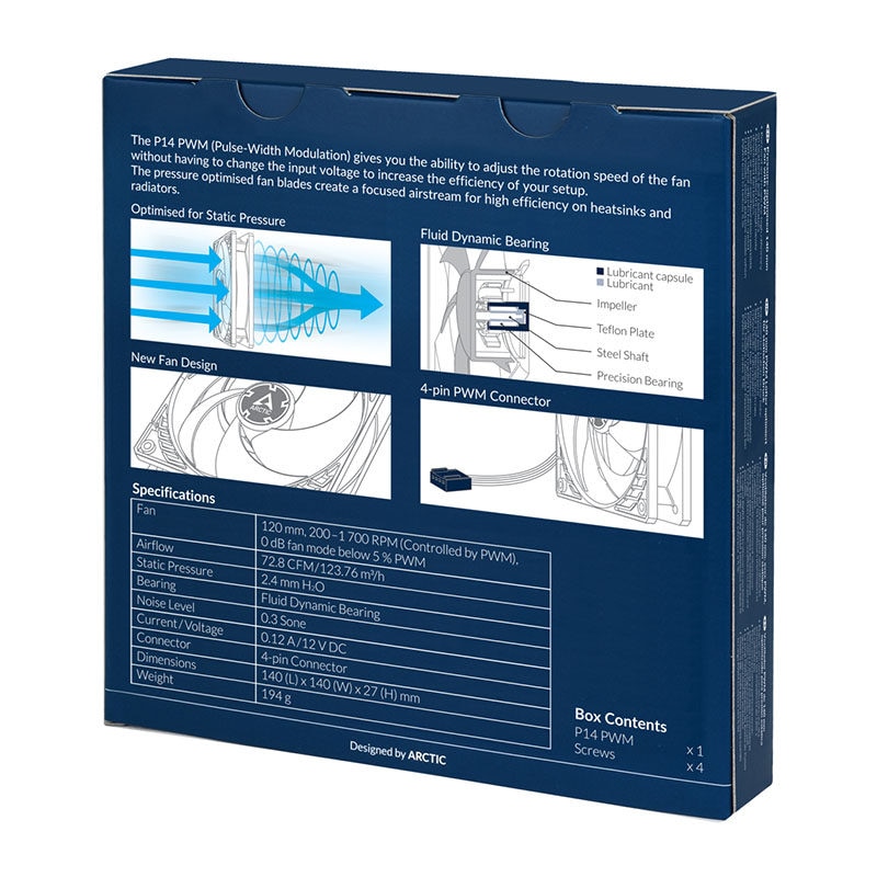 ARCTIC P14 PWM 4PIN CPU Radiator 12cm,14cm Fan Computer Case Cooler Master 120MM/140MM Fluid Dynamic Bearin,Black