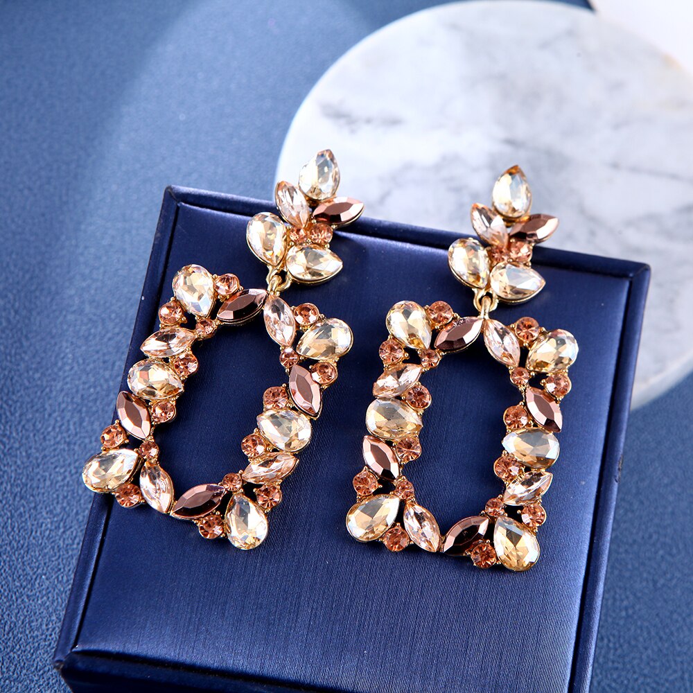 Ztech Luxury Big Champagne Rhinestone Series Vintage Earrings For Women Gilrs Statement Trend Boho Jewelry Brincos Pendientes: 15