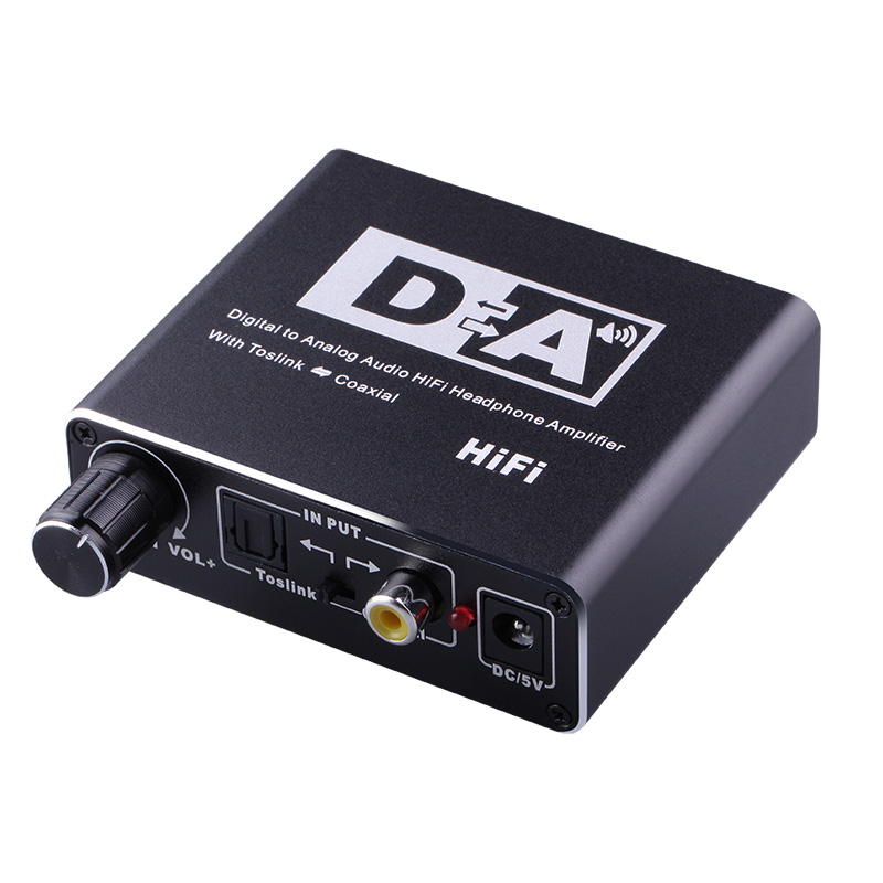 Digital Fiber Coaxial to Analog Audio Converter Digital to Analog Audio Decoder 3.5MM Volume Adjustment