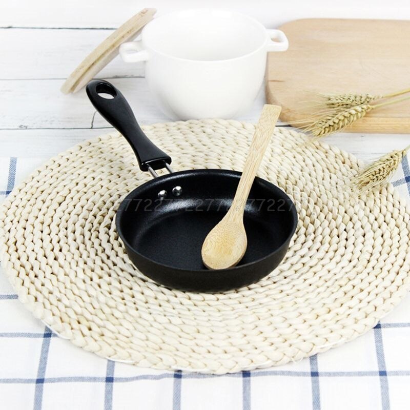 Mini kogepande non-stick jern stegepande belægning bærbare stegte æg med langt håndtag til morgenmad  n24