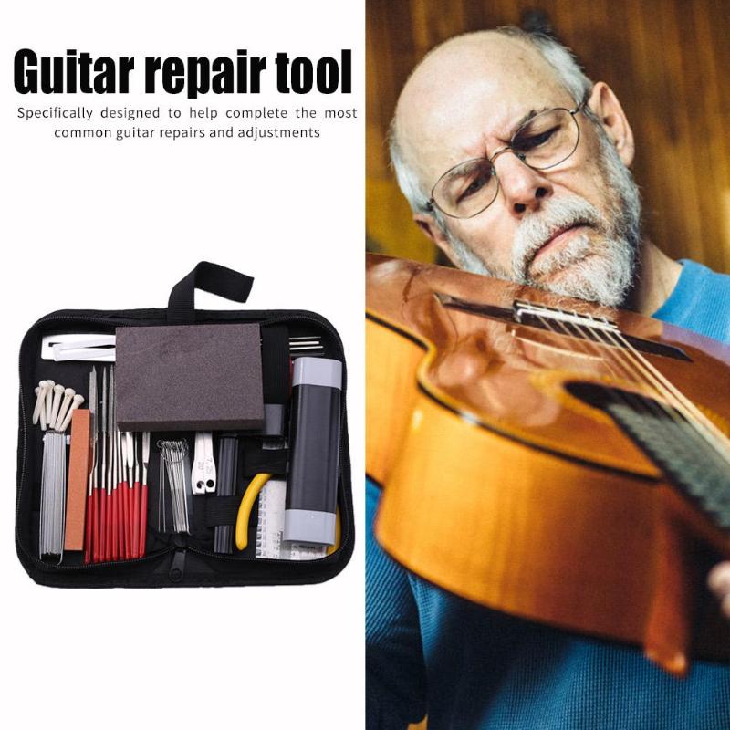 Kit de herramientas profesionales para el cuidado de la guitarra, Kit técnico de reparación, conjunto de herramientas de reparación de guitarras, Kit de herramientas de bajo eléctrico acústico