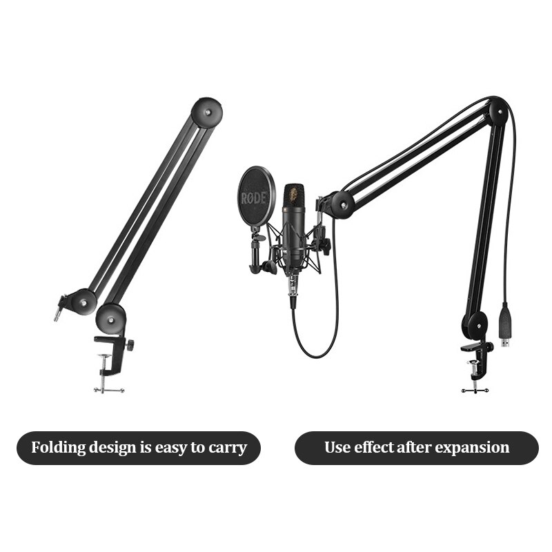 Boom Arm Microphone Stand Heavy Duty Adjustable Suspension Scissor Spring Built-in Mic Stand For Blue Yeti Blue Snowball Bracket