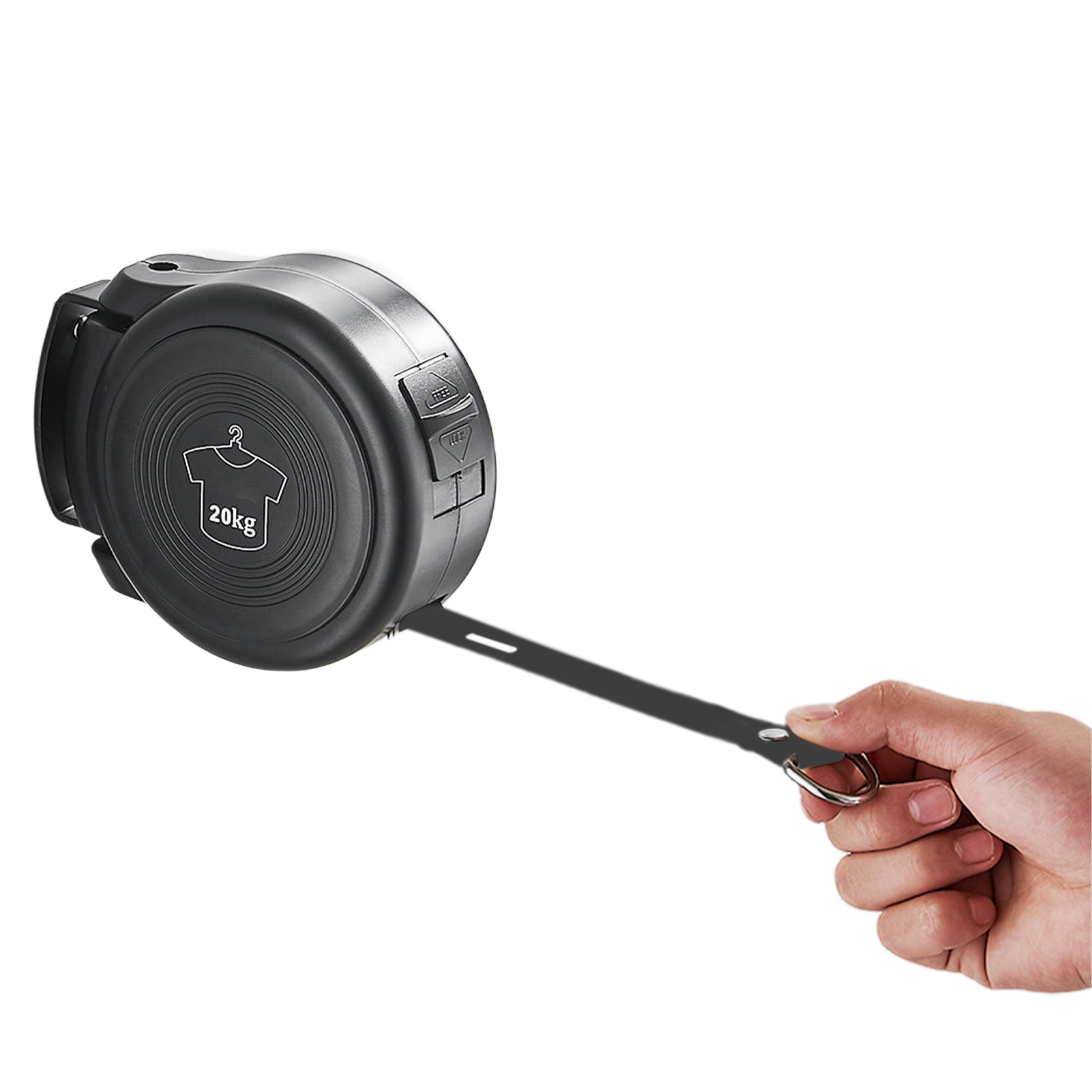 Retractable Reel Clothes Lines Washing Line with Twin Cable Wall Mounted Heavy Duty Clothes Dryer Lines of Drying Space: Black