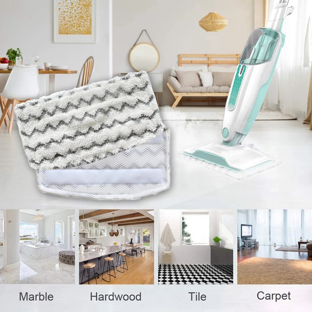 1/2/3- set ångmoppsdyna, ersättningsdyna, återanvändbar moppdyna, tvättbar rengöringsdyna för shark steam mop  s1000 s1000a s1000c s1000wm