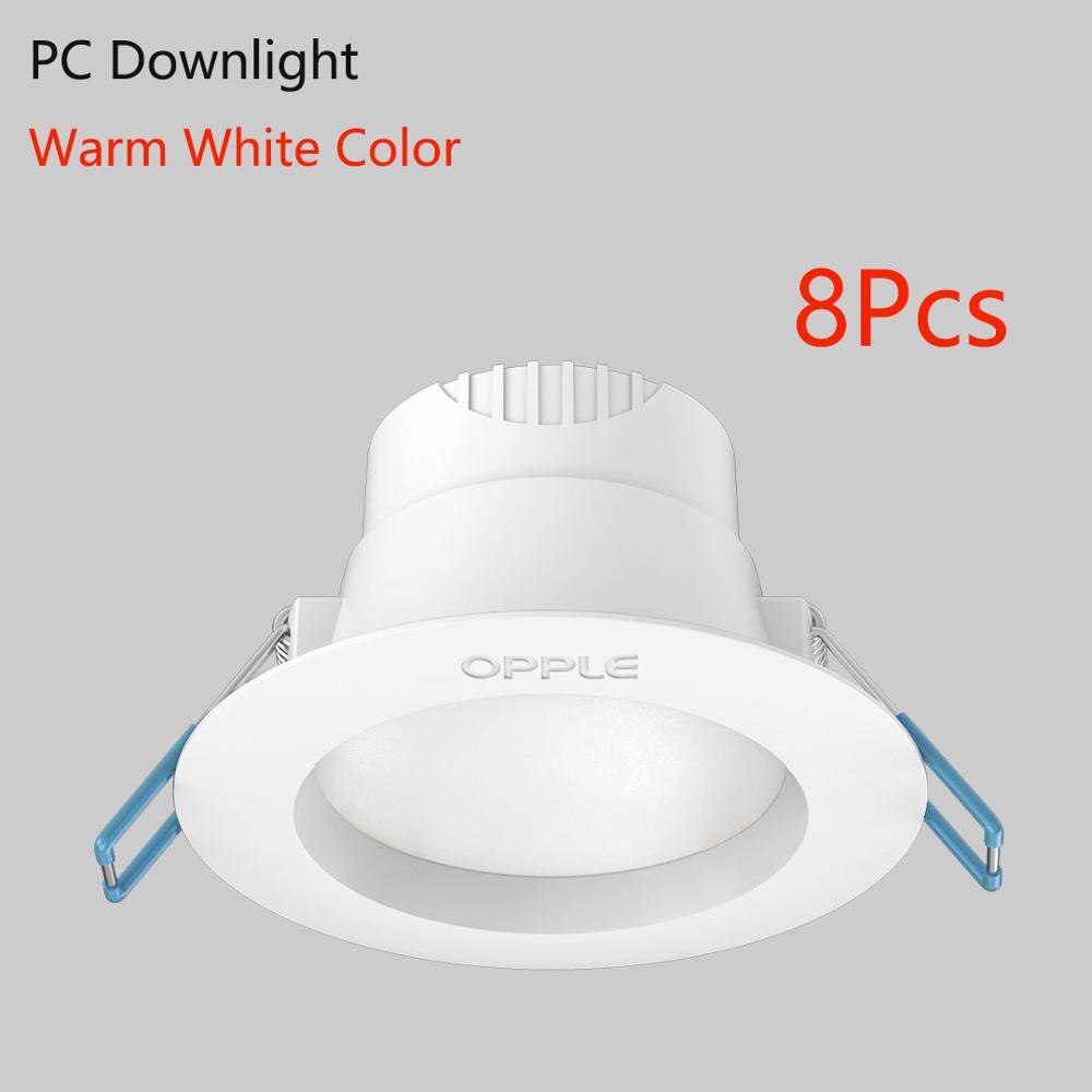 , Youpin Opple, luz descendente LED de 3W, ángulo de 120 grados, luz blanca y luz empotrable de techo cálida para el hogar y la Oficina: 8pcs warm white