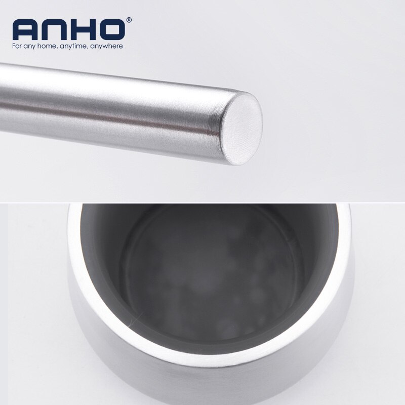 ANHO 304 Roestvrijstalen Wc Borstel Set Teardrop-vormige Badkamer Borstel Base Europese stijl WC Schoonmaken Accessoires