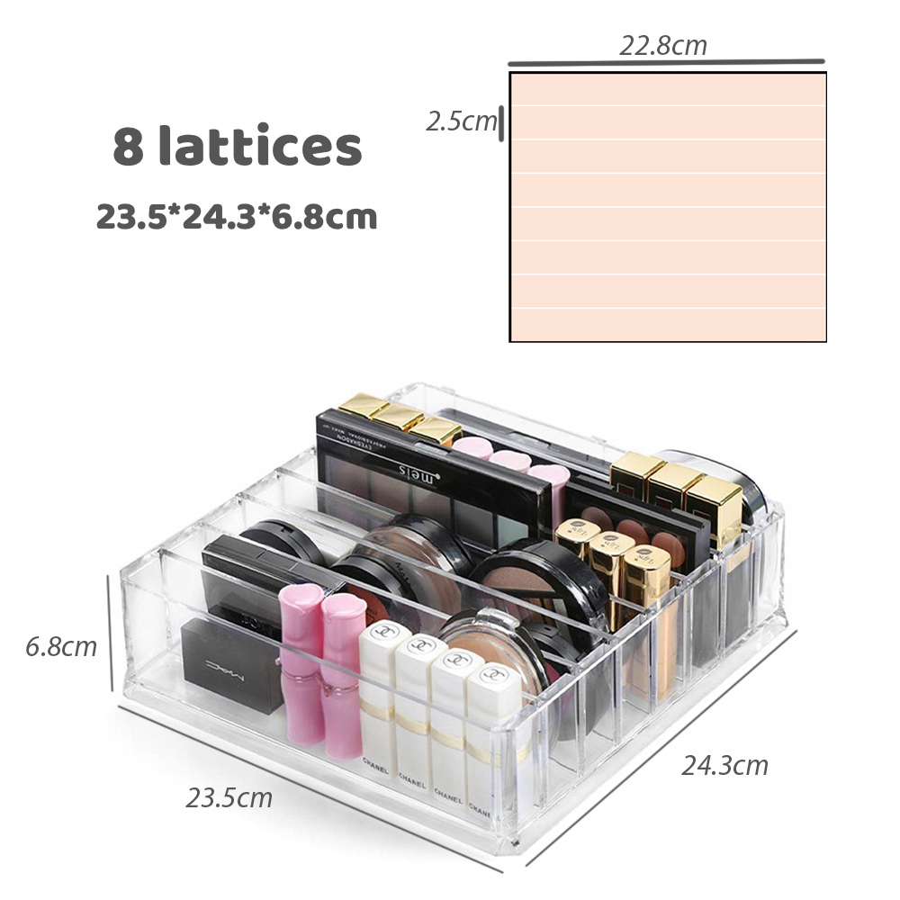 8 gratki akrylowy puder prasowany Organizer szminka regał magazynowy witryna na kosmetyki robić makijażu skrzynka uchwyt na błyszczyk wiele rozmiarów opcjonalnie: 8 lattices larger