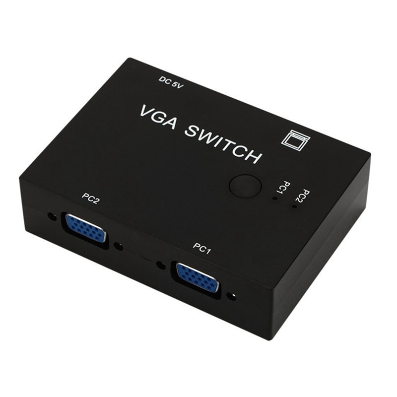 2 PC to 1 Monitor VGA Switch Box Metal Lcd Tv 2 in 1 Out Video Sharing Box Converter: Default Title