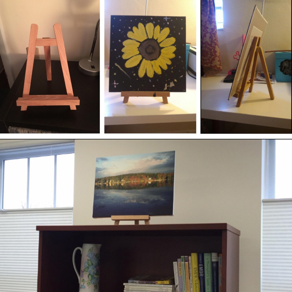 27.5cm Mini Wood Display Easel Tabletop Easel Artist A-Frame Easel Photo Painting Portable Tripod Holder Stand
