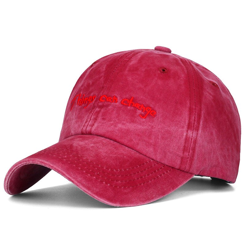 Unisex keps saker kan förändras broderad baseballkeps ledig hatt man kvinna justerbar tvättad vintagekeps i bomull: Röd