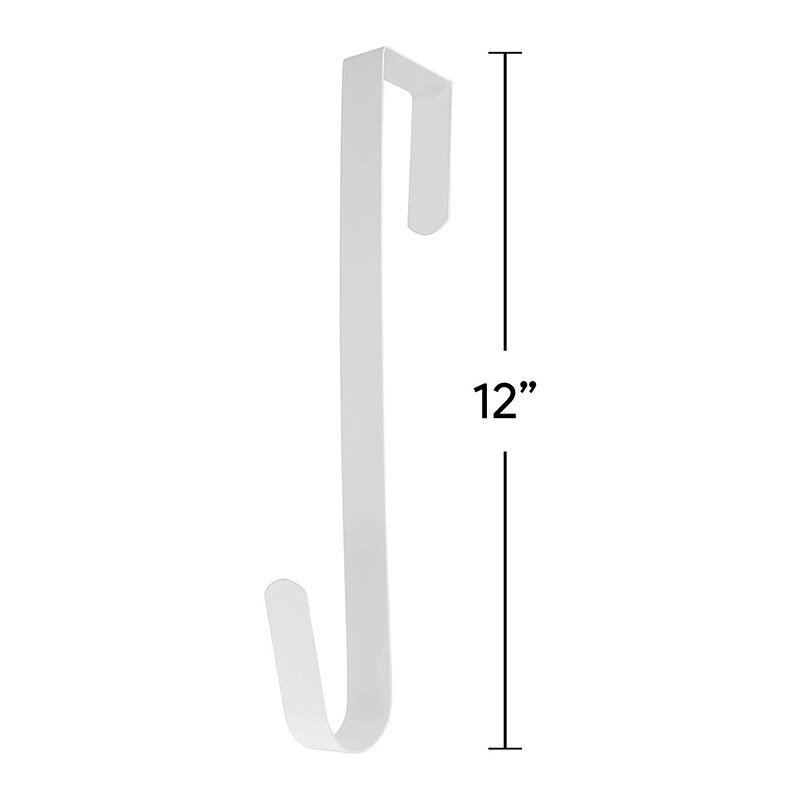 Over dør krans krog - tyndt metal over dør krans holder sæsonbøjle til hoved- eller bagdør (hvid)