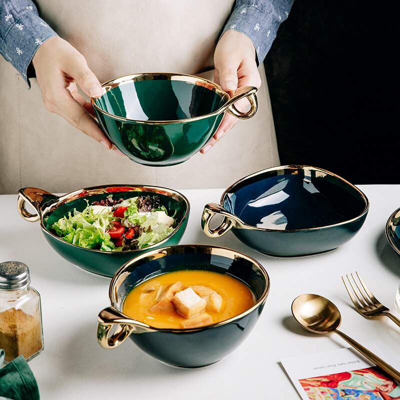 Cuenco de postre de lujo con luz de cerámica, cuenco de ensalada de frutas para desayuno Continental, Decoración de mesa, suministros de servicio de Hotel y restaurante