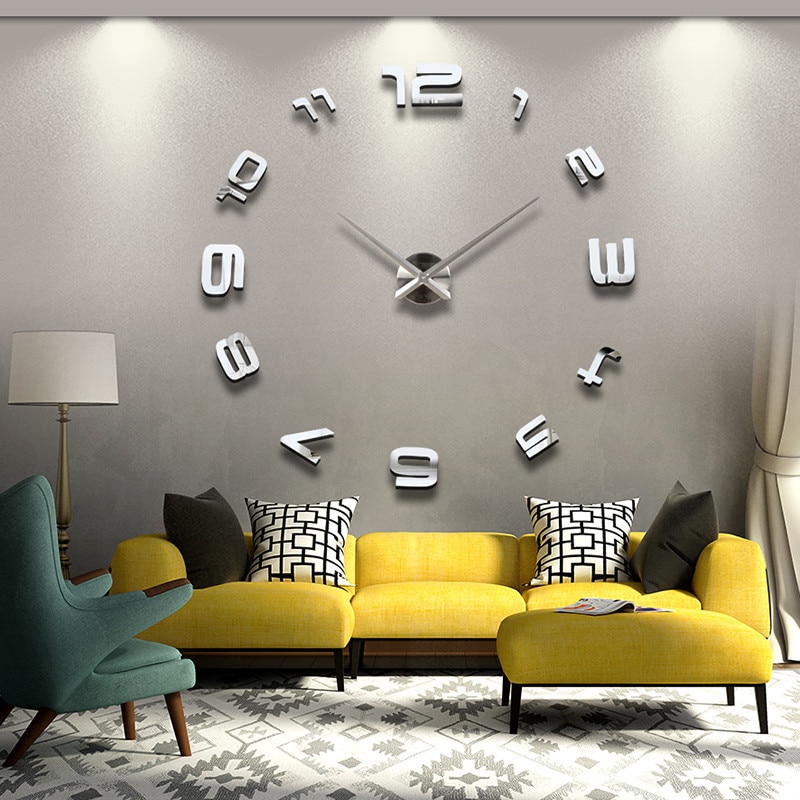Grote 3D Digitale Wandklok Voor Woonkamer DIY Grote creatieve Horloge Muur Moderne Klok Op Muur Interieur