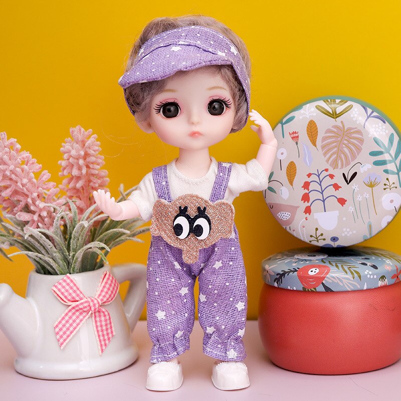 16cm Movable Joints Doll Princess Girl Children Toy Bjd Doll Full Set: 8
