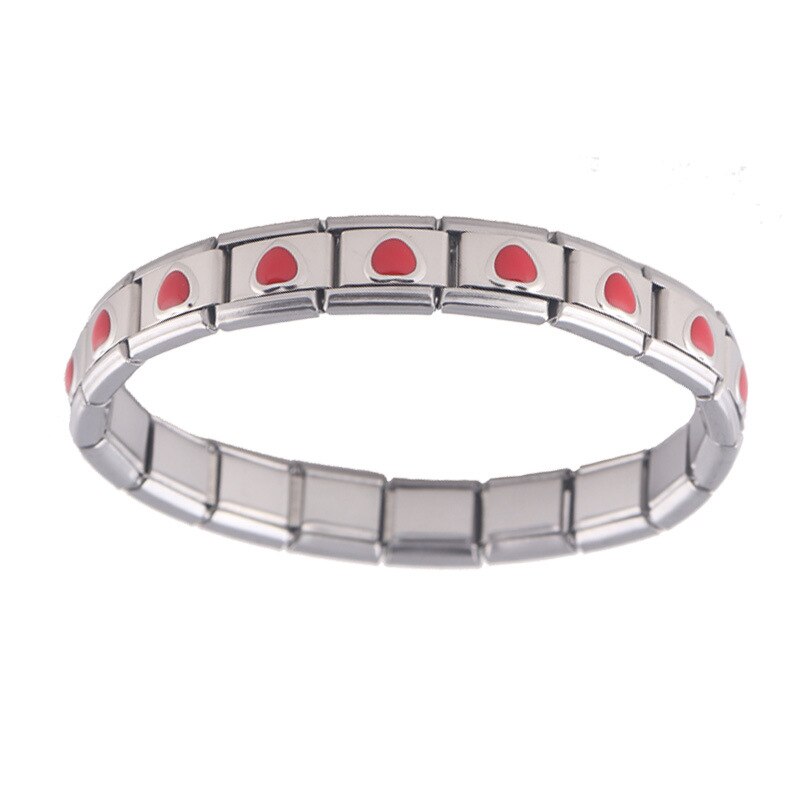 Femmes bijoux rouge amour coeur élastique énergie sport magnétique Germanium breloque italienne Bracelet acier inoxydable ST7