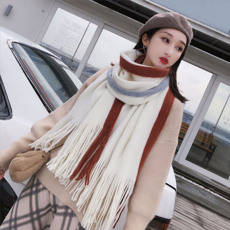 VIANOSI Women Cashmere Scarf With Tassel Lady Winter Long Scaves Warm Female Shawl: 06