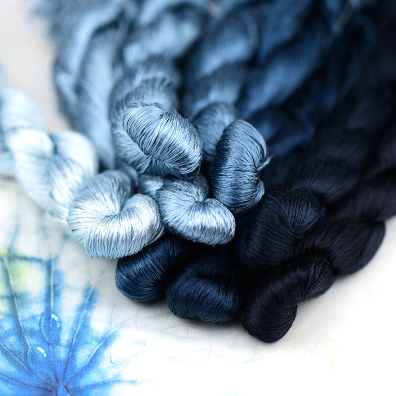 silk embroidery thread / 100% silk thread /hand embroidery embroider cross stitch/indigo series/8 gradient colors