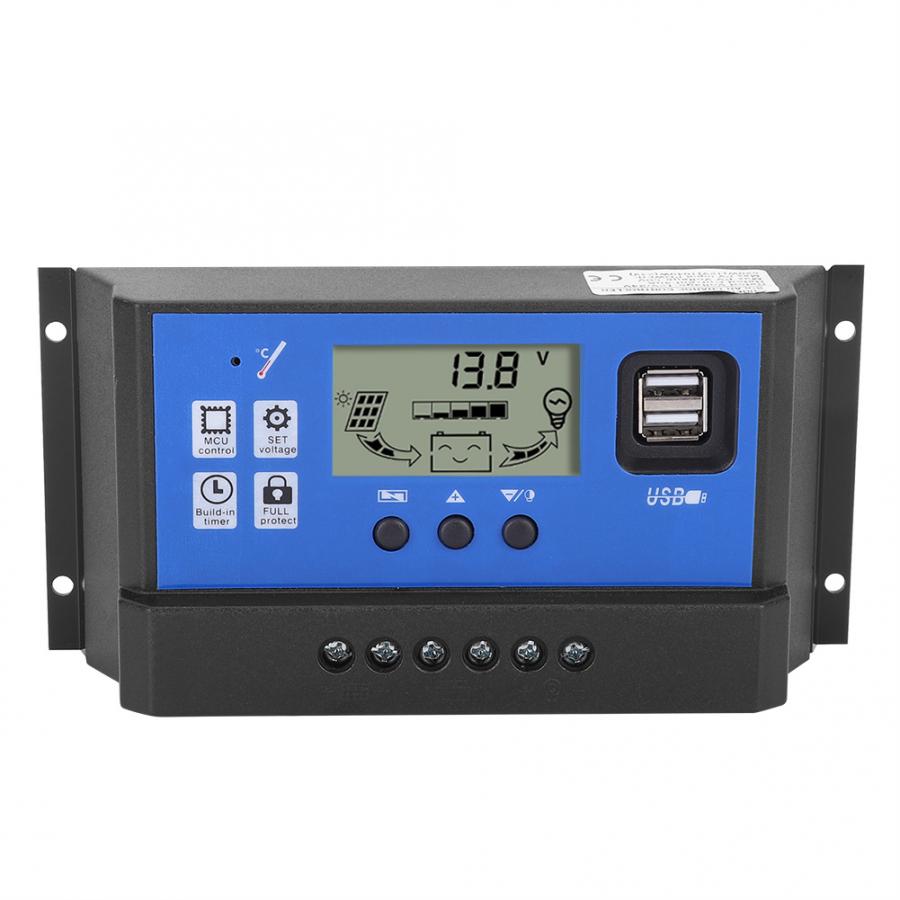 Solar Charge Controller 40A 50A PWM Output Regulator with Dual USB Port 12/24V Output Solar Panel: RBL-40A