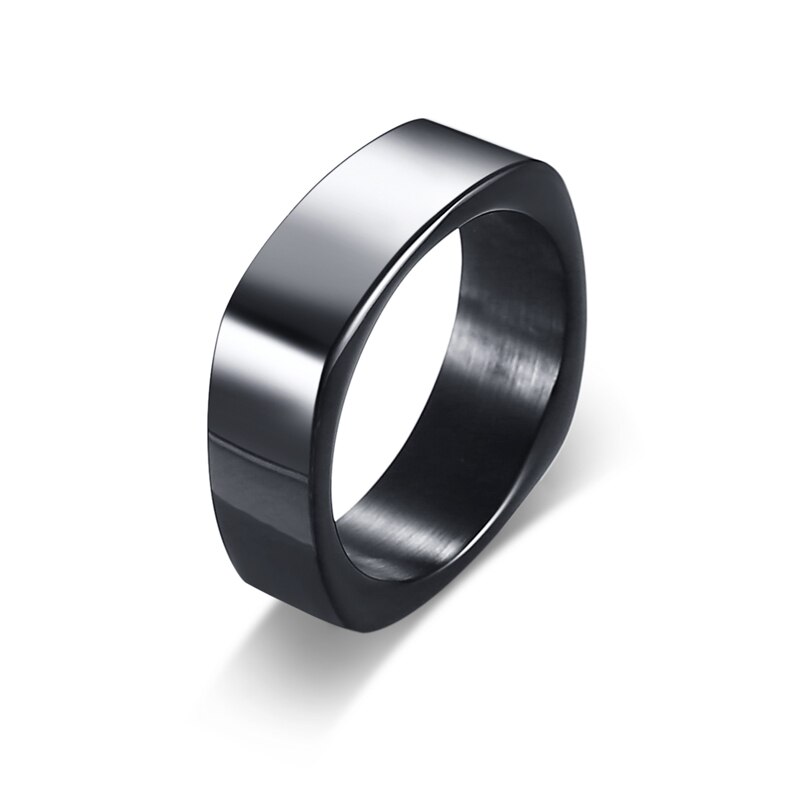 Bague homme acier inoxydable carré couleur argent Antique mat brossé Simple chevalière: 11 / black