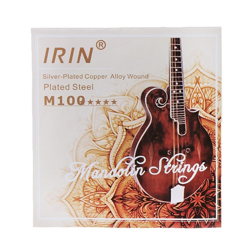 8 stk/sett  m100 mandolinstrenger stål sølvbelagt kobberlegering viklet  (.010-.034)