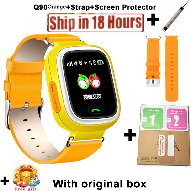 Neue Q90 GPS Telefon Positionierung freundlicher Uhr 1,22 Zoll Farbe berühren Bildschirm freundlicher SOS Clever Uhr PK Q80 q50 Q12: hinzufügen Gurt Schutz / Russisch Wifi Ausführung