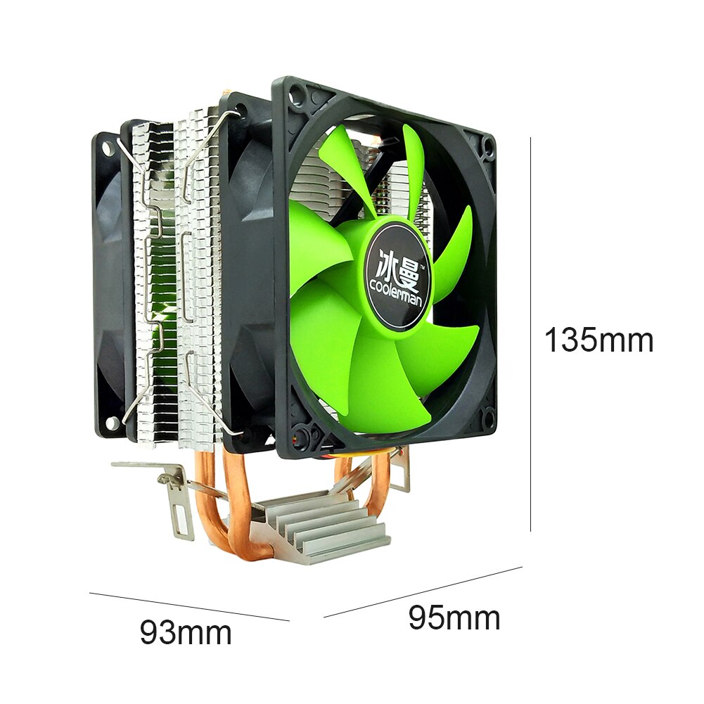 CPU Cooling Fan 3 Pin PWM Cooler Radiator Desktop Heatsink Computer Host Fan Cooling Fan Desktop for Intel AMD: Dual Fan