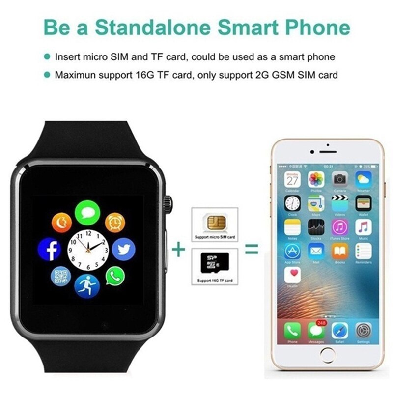 Relojes GT08 Plus para hombre, reloj de Metal con Bluetooth, ranura para tarjeta Sim, mensajes Push para teléfono Android IOS,
