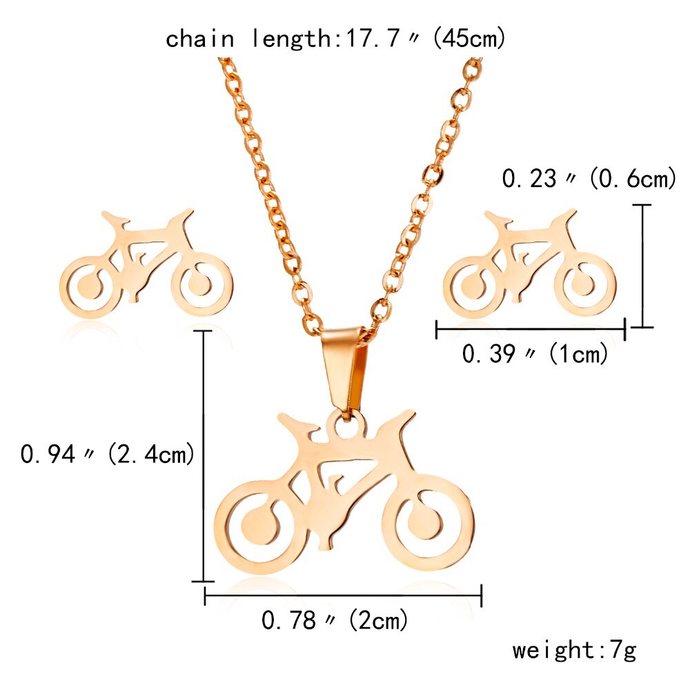 RINHOO – ensemble de bijoux en acier inoxydable pour femme, collier et boucles d'oreilles, motif chat, cheval, fleur Rose, or, à la