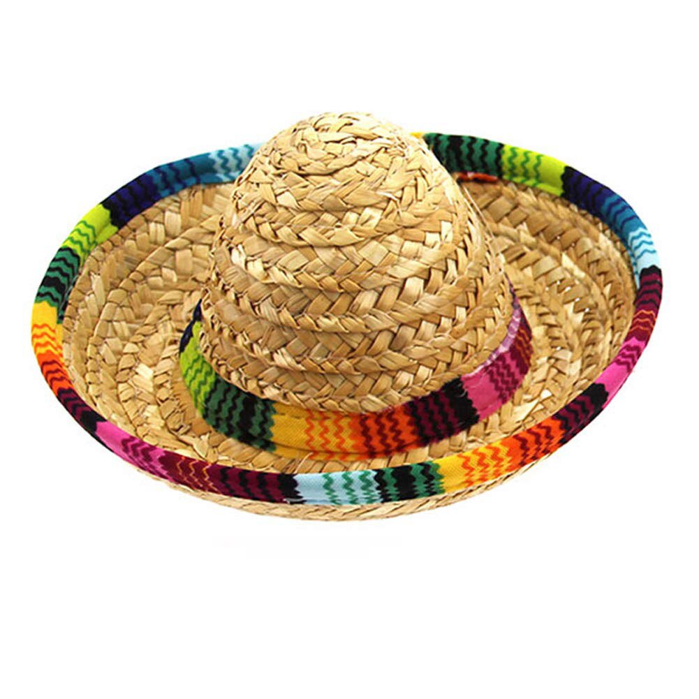 Leuke Mini Puppy Hond Stro Geweven Zonnehoed Cap Mexicaanse Sombrero Dierbenodigdheden